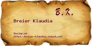 Breier Klaudia névjegykártya